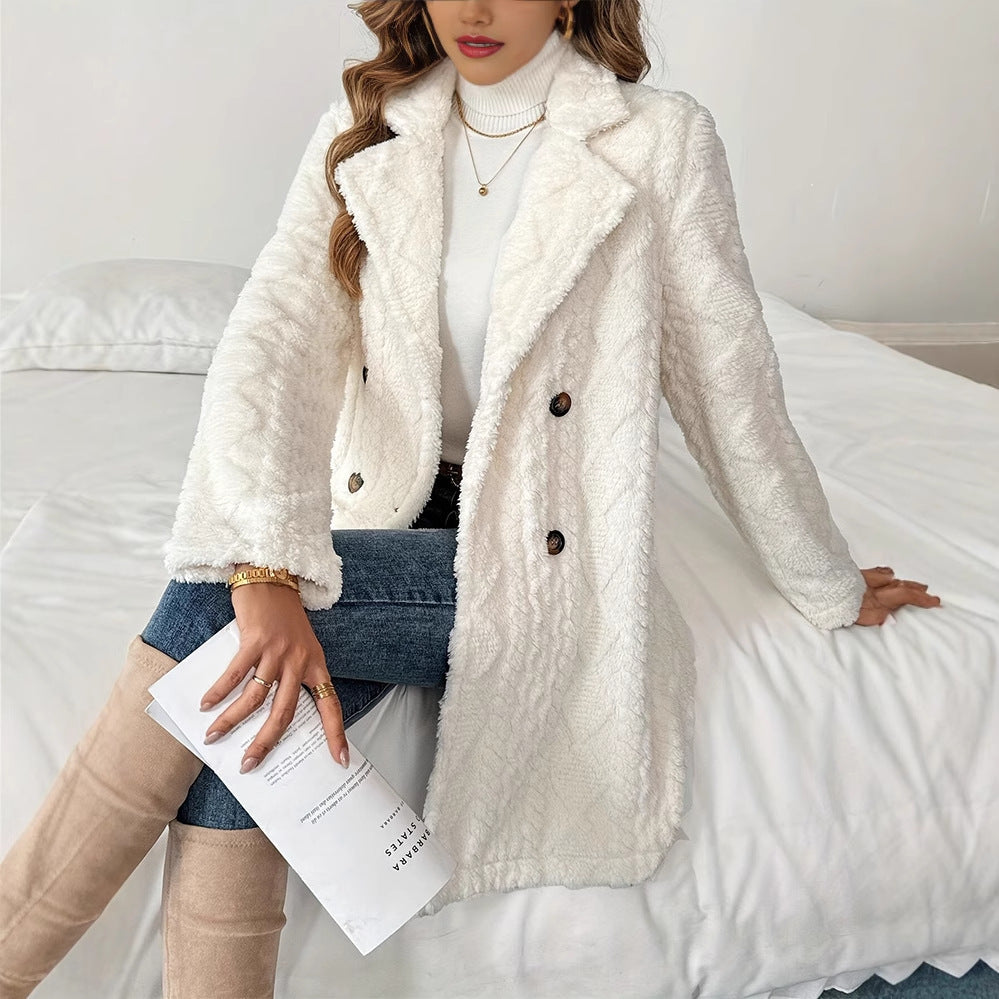 Manteau chaud en fausse fourrure
