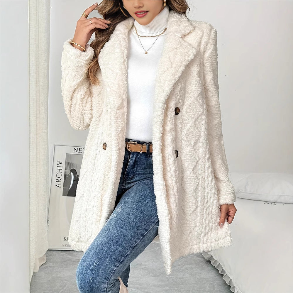 Manteau chaud en fausse fourrure